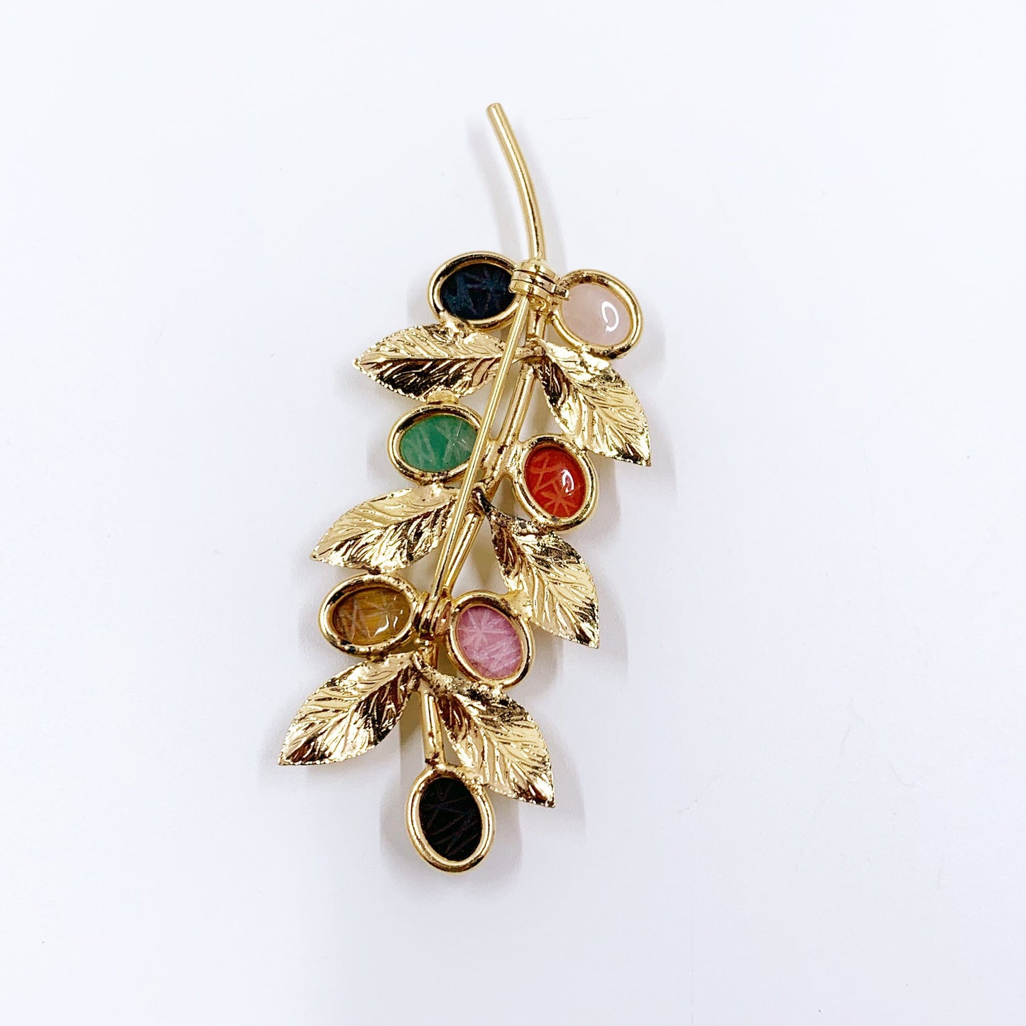 Vintage Egyptian Revival Scarab Floral Brooch | Carved Scarab Beetle Gemstone Brooch