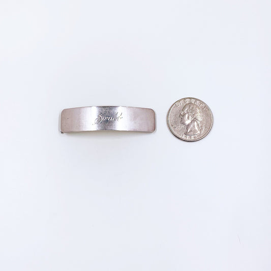 Vintage Sterling Silver Engraved Barrette | "Swabb” Name Engraved Barrette