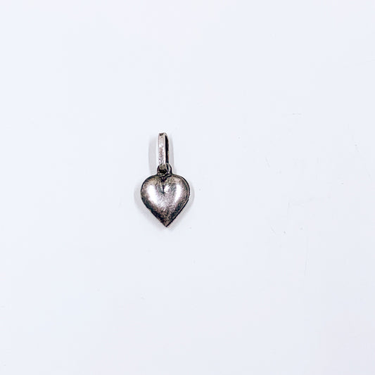 Vintage Silver Puffy Heart Charm | Silver Heart Pendant