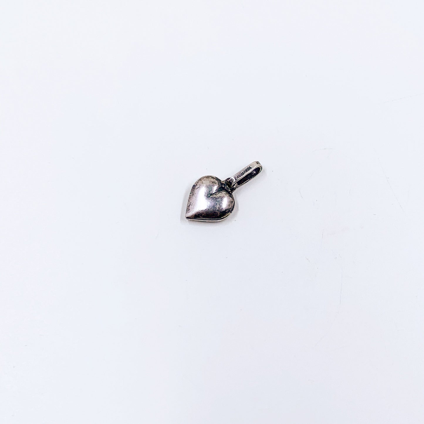 Vintage Silver Puffy Heart Charm | Silver Heart Pendant