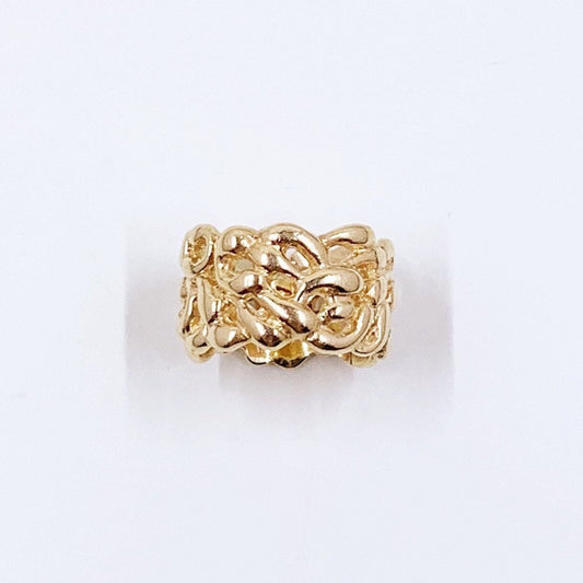 Vintage 14k Gold Decorative Wide Band | Textured Pierced Scroll Band Ring | 5 1/2 Ring