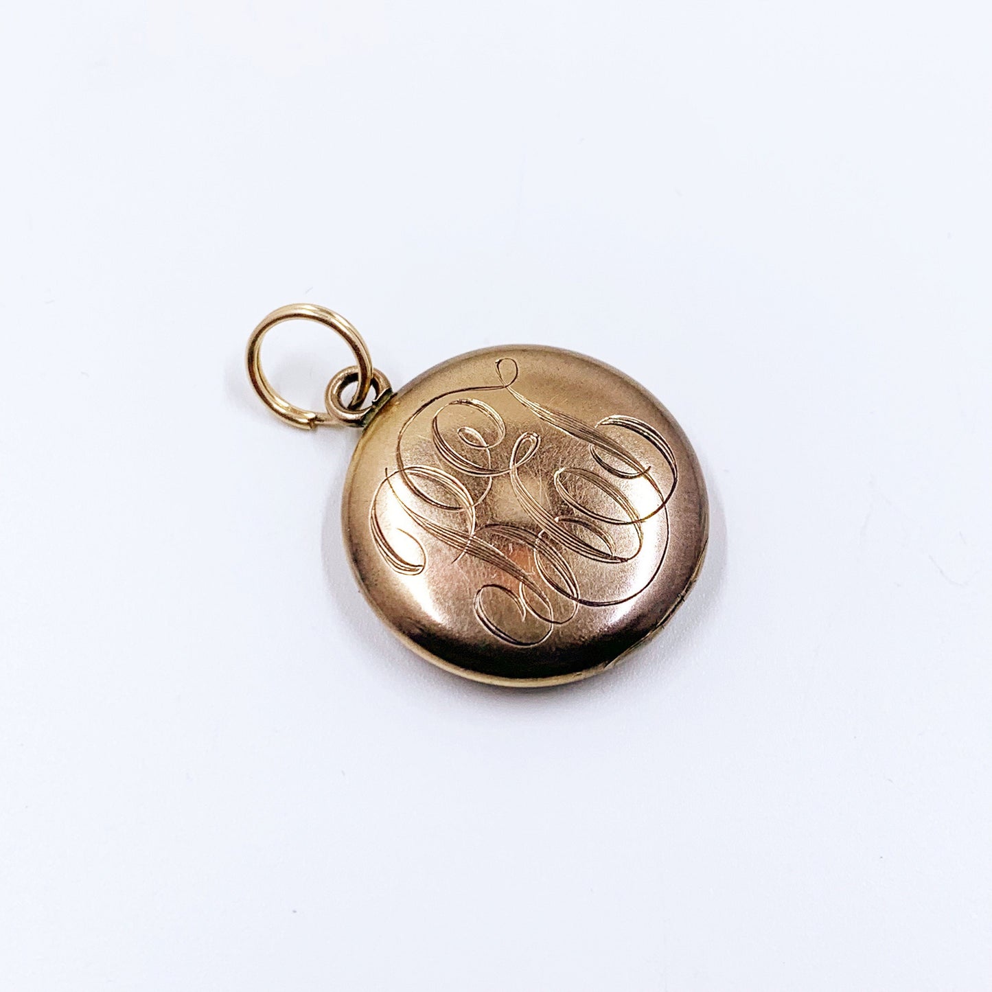 Antique Gold Filled Monogrammed Round Locket | BEJ Monogram | W & H Co. Locket