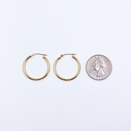 Vintage 14k Gold Hoop Earrings | 14K Gold Round Hoops