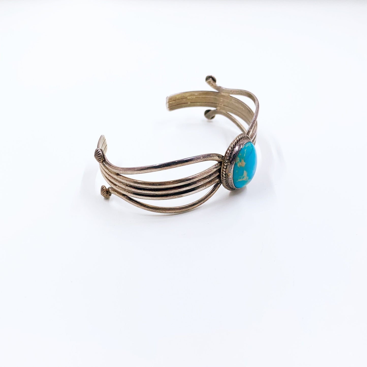 Vintage Silver Turquoise Cuff | Signed Southwest Silver Cuff Bracelet