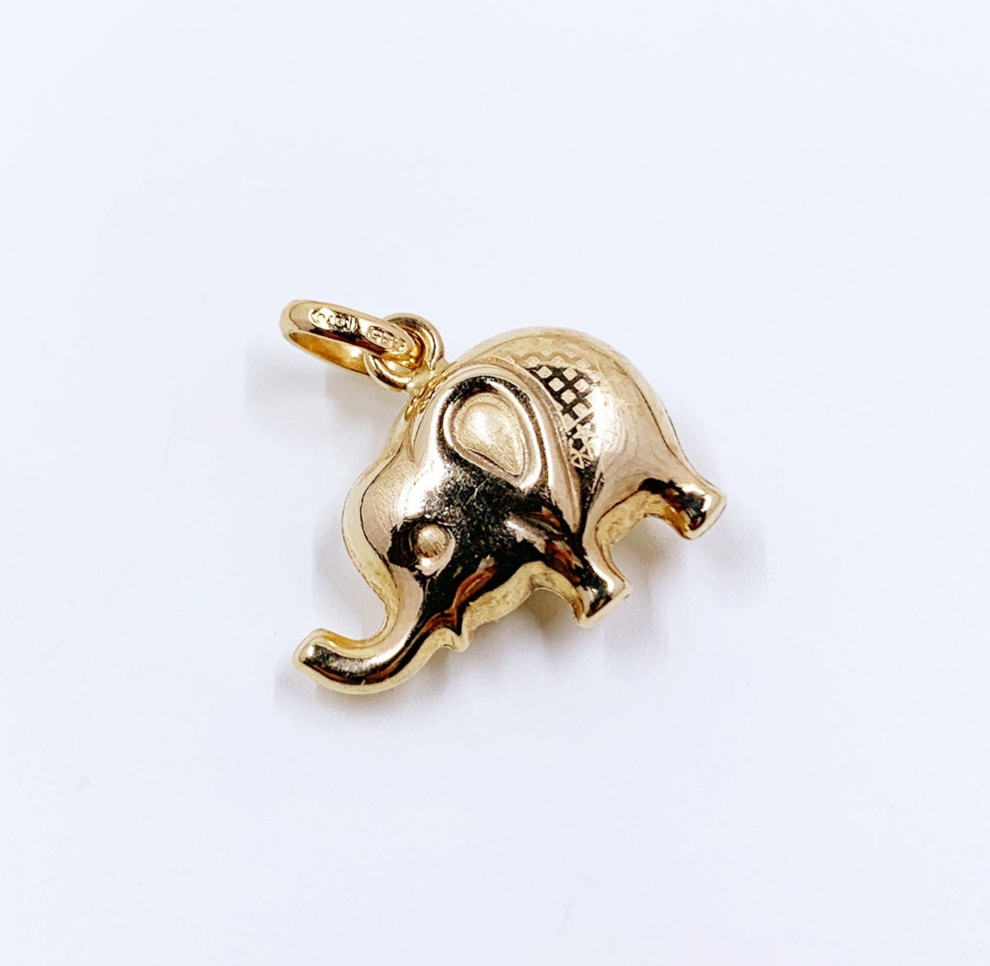 Estate 14K Gold Elephant Pendant | 14K Lucky Elephant Charm | 14K Puffy Elephant Charm