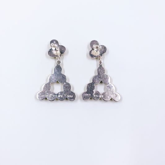 Vintage Mexican Silver Beaded Ball Earrings | Mexican Modernist Balled Silver Earrings