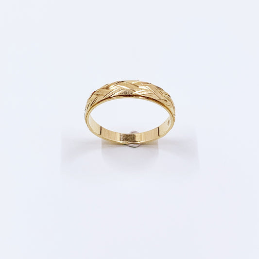 Estate 14K Gold Etched Weave Ring | 14K Gold Textured Ring | Size 9.75 Ring