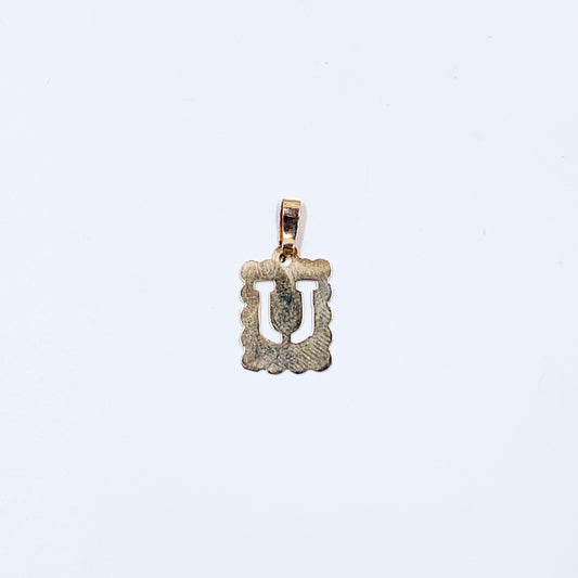 Vintage 10K Letter U Cutout Charm | 10K Yellow Gold Initial U Charm