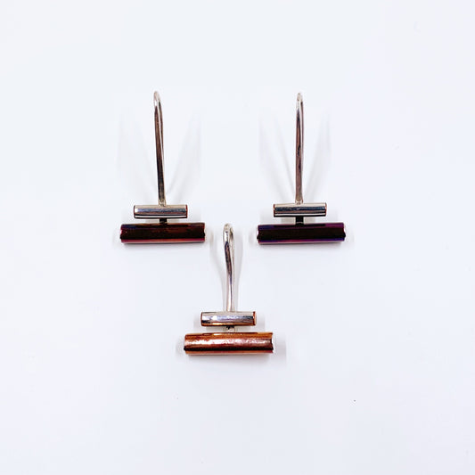 Modernist Mixed Metals Pendant and Earring Set | Silver and Copper Modernist Jewelry Set