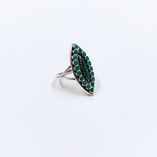 Vintage Snake Eye Turquoise Navette Ring | Size 6 1/2 Ring