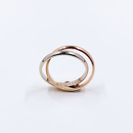 Estate 14k White and Rose Gold Interlocking Band Ring | Size 7 1/4 Two Tone Ring