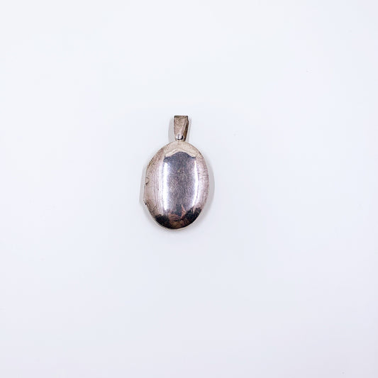 Vintage Silver Oval Floral Locket | Large Silver Floral Repoussé Locket