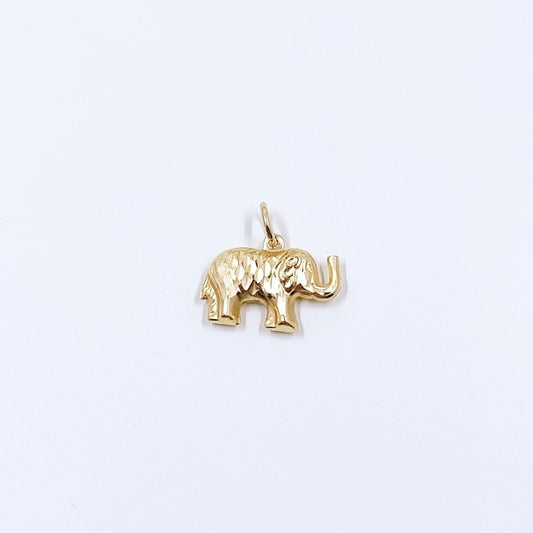 Estate 14K Gold Elephant Charm | 14K Lucky Elephant Pendant | 14K Puffy Elephant