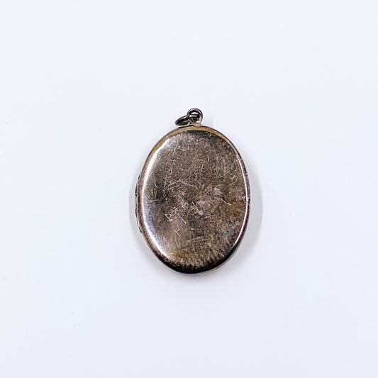Vintage Sterling Oval Art Nouveau Style Lady Locket | Large Silver Female Profile Repoussé Locket