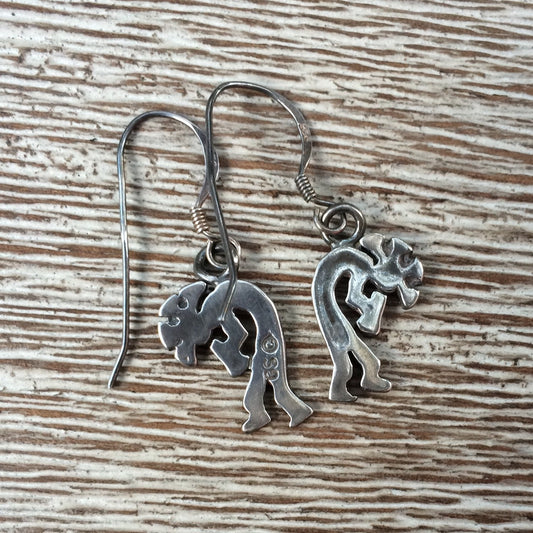 Silver Kokopelli Earrings | Hopi Native American Earrings