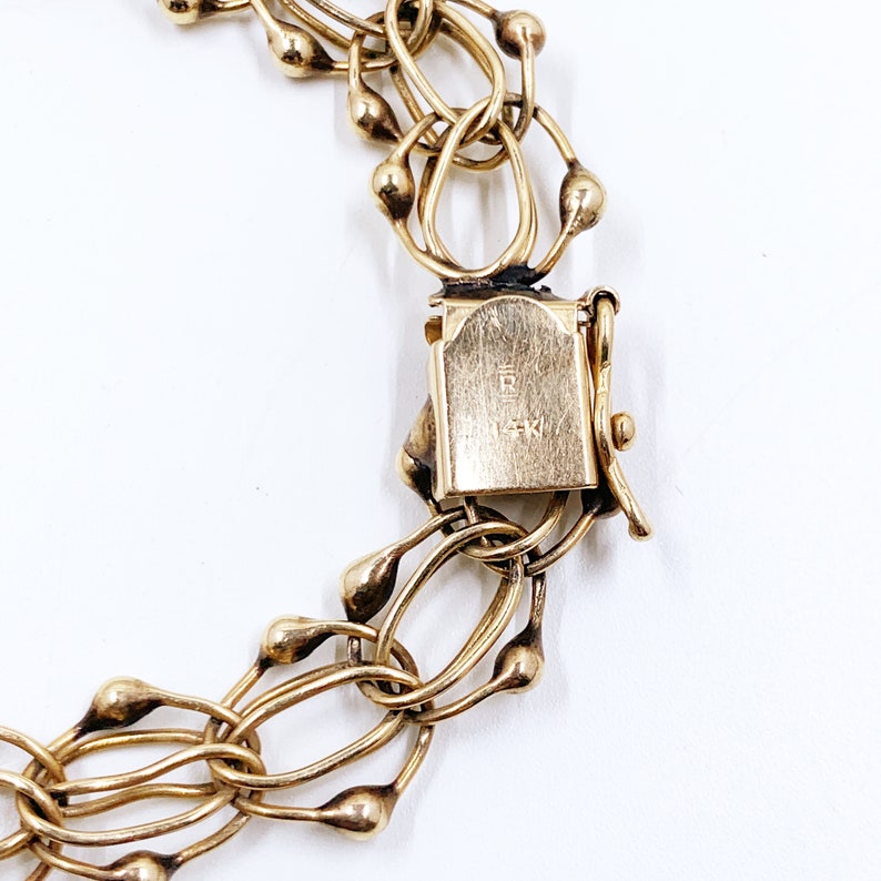 Vintage 14K Yellow Gold Fancy Link Charm Bracelet