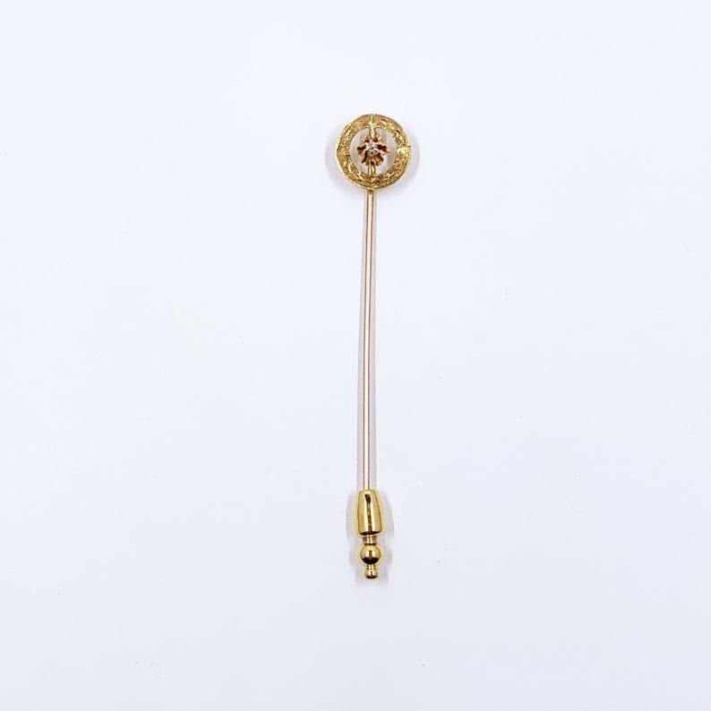 Victorian 10K Gold Diamond Stick Pin, Buttercup setting