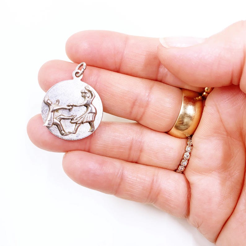 Vintage Sterling Couple Dancing Charm, Sterling 3D Dancers Pendant