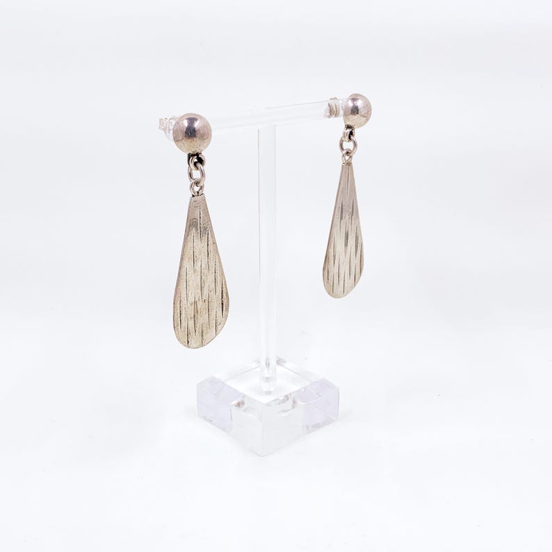 Vintage Mexican Silver Modernist Drop Earrings