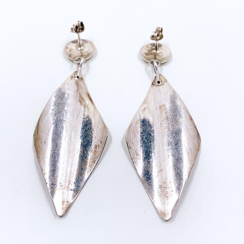 Vintage Sterling Silver Modernist Kite Drop Earrings