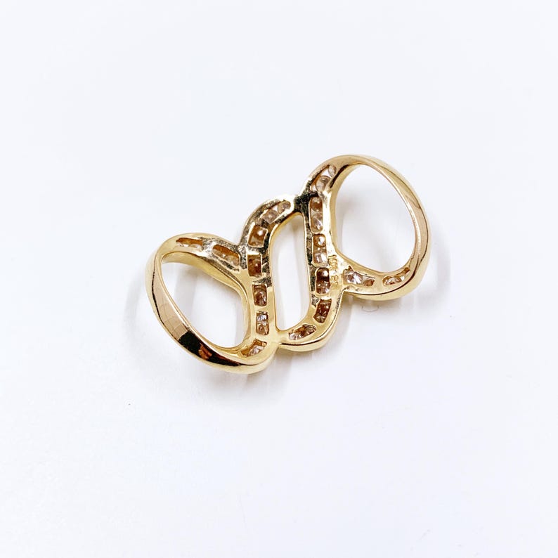 Vintage 14K Diamond Infinity Design Slide Pendant, 14K Yellow Gold Omega Slide Diamond Pendant