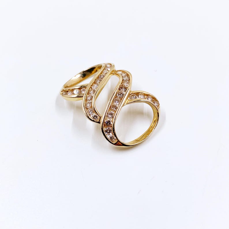 Vintage 14K Diamond Infinity Design Slide Pendant, 14K Yellow Gold Omega Slide Diamond Pendant