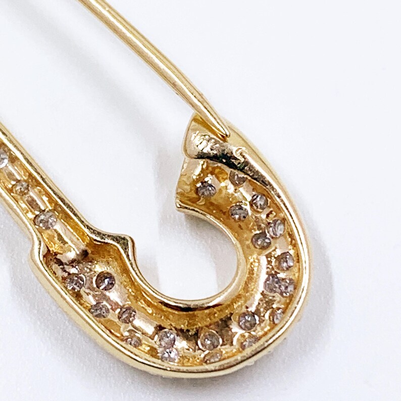 Vintage 14K Diamond Safety Pin Brooch