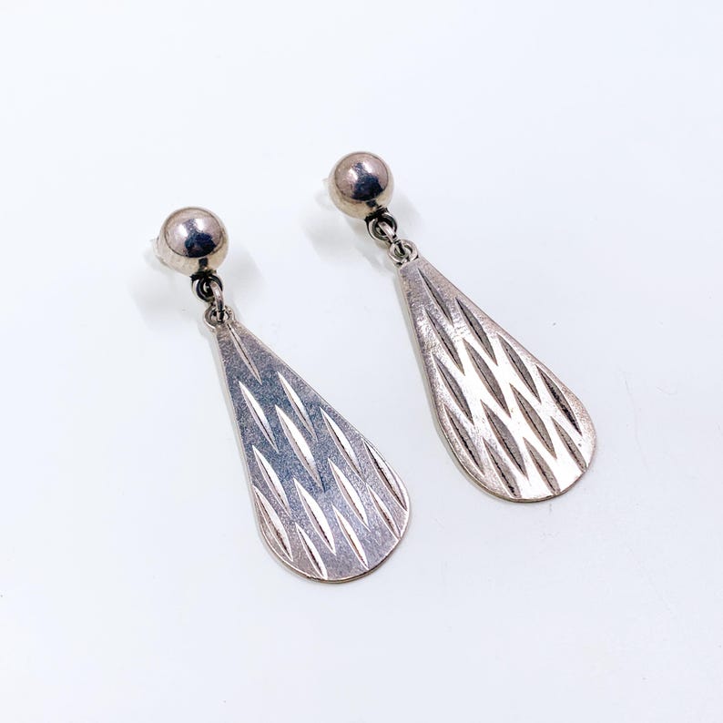 Vintage Mexican Silver Modernist Drop Earrings