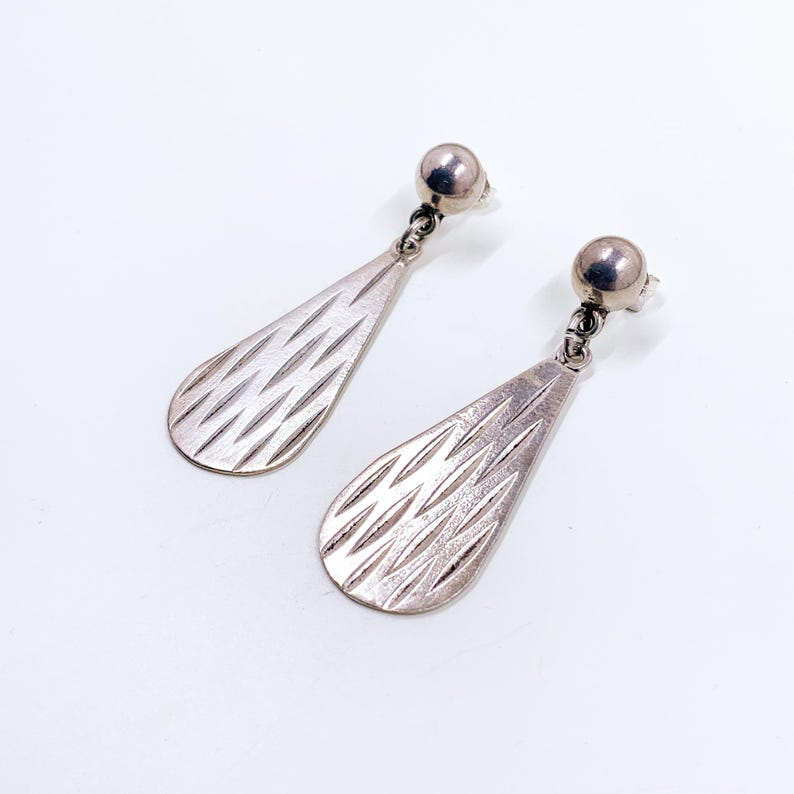 Vintage Mexican Silver Modernist Drop Earrings