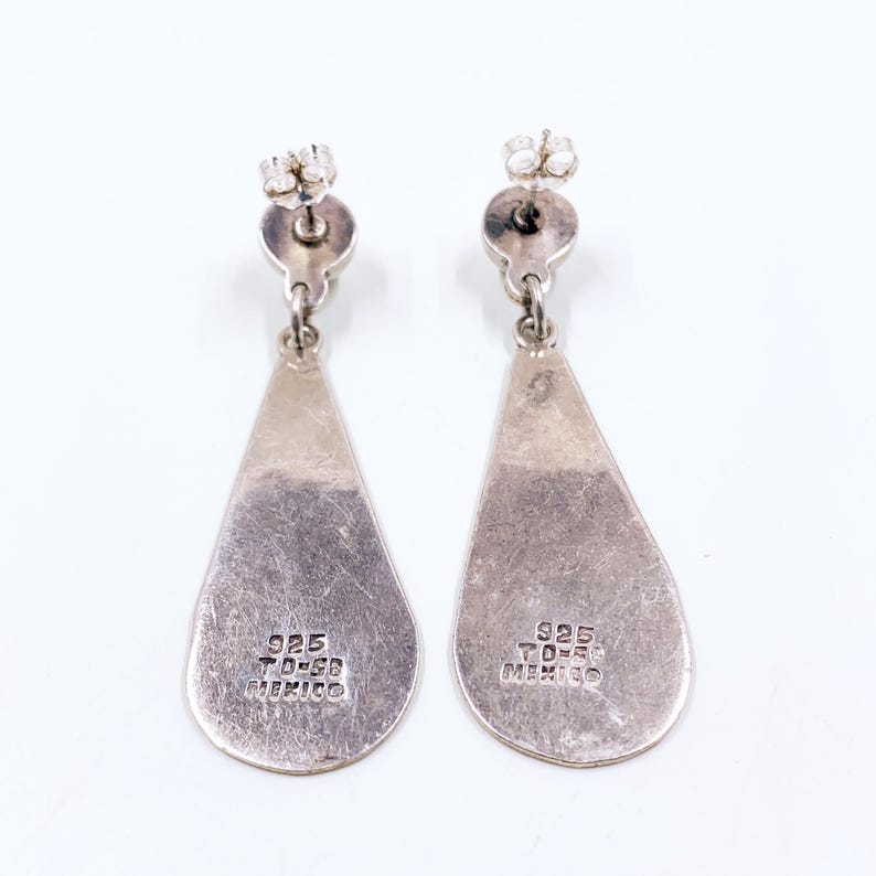 Vintage Mexican Silver Modernist Drop Earrings
