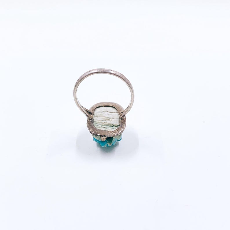 Vintage Egyptian Scarab Bead Silver Ring, Carved Stone Scarab Ring, Size 9 Ring