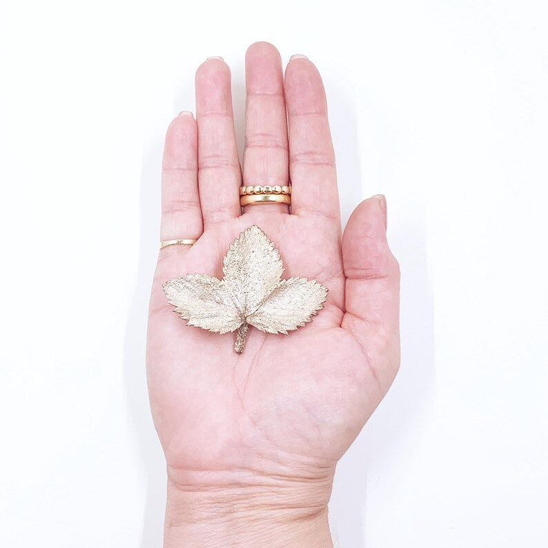 Vintage Flora Danica Modernist Silver Leaf Brooch