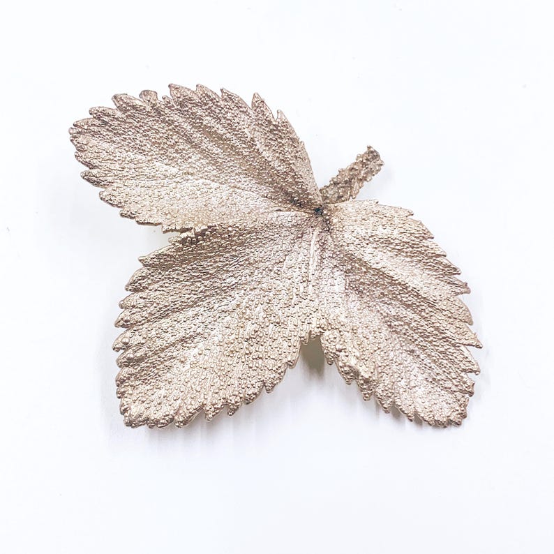 Vintage Flora Danica Modernist Silver Leaf Brooch
