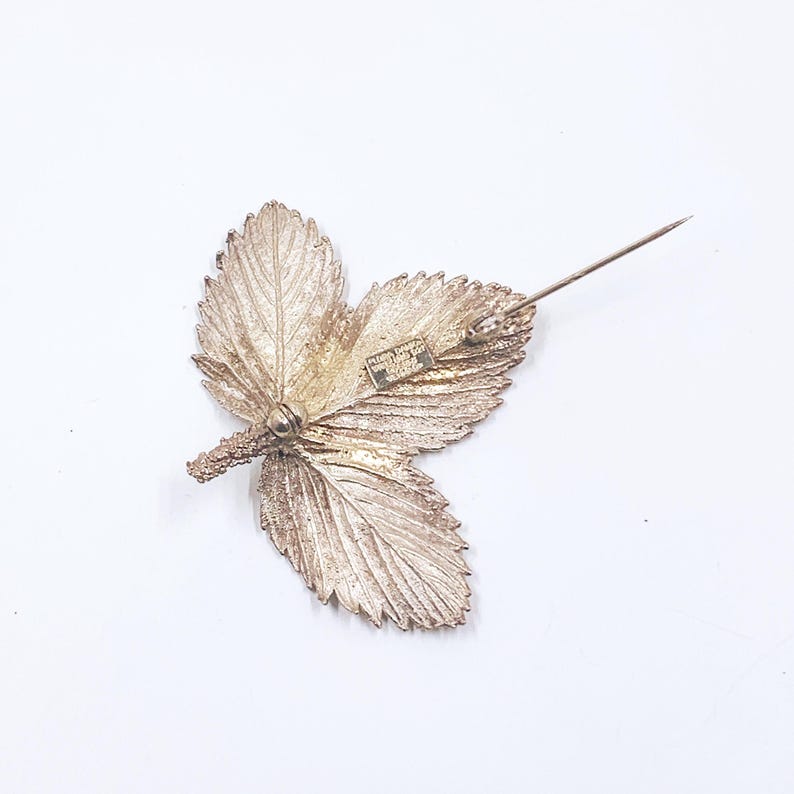 Vintage Flora Danica Modernist Silver Leaf Brooch