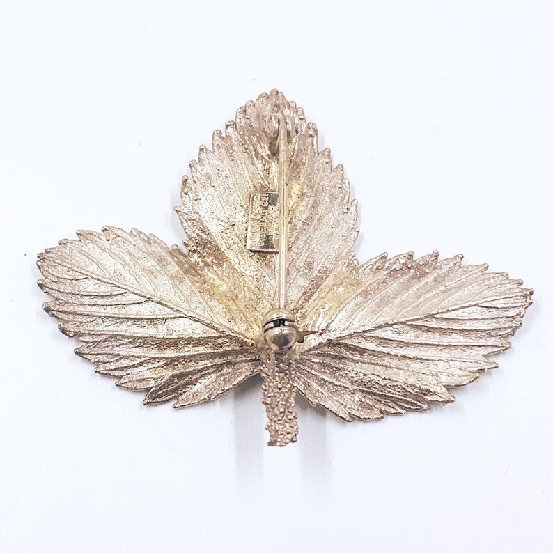 Vintage Flora Danica Modernist Silver Leaf Brooch