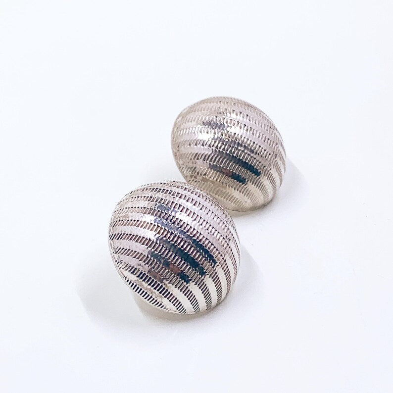 Estate Sterling Silver Unoaerre Textured Dome Stud Earrings