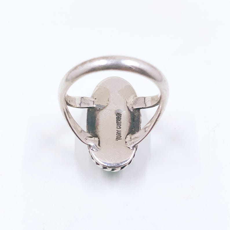 Vintage Navajo Sterling Tony Guerro Turquoise Ring, Size 6 3/4 Ring