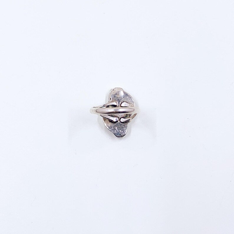 Vintage Sterling Turquoise Leaf Ring, Size 4 3/4 Ring