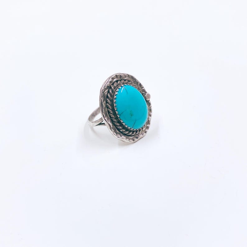 Vintage Sterling Southwest Turquoise Ring, Size 7.5 Ring