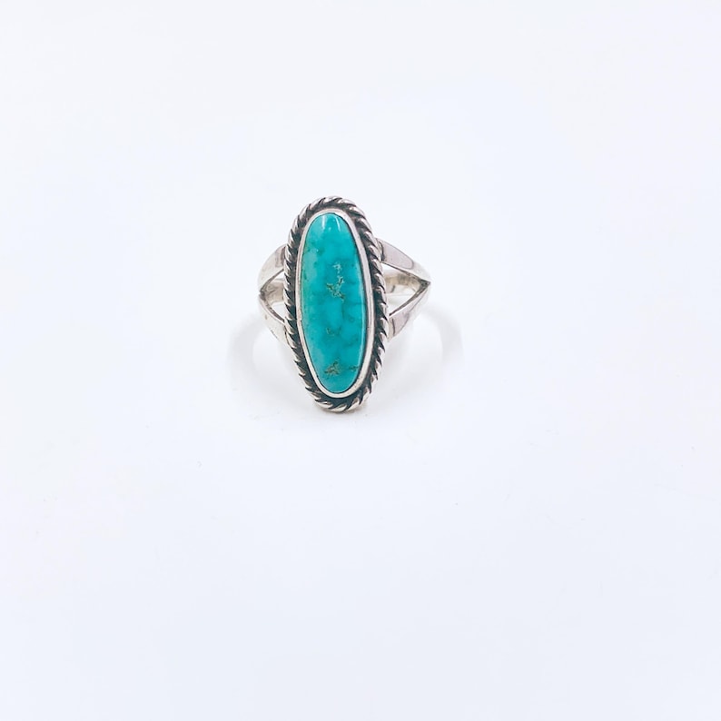 Vintage Navajo Sterling Tony Guerro Turquoise Ring, Size 6 3/4 Ring