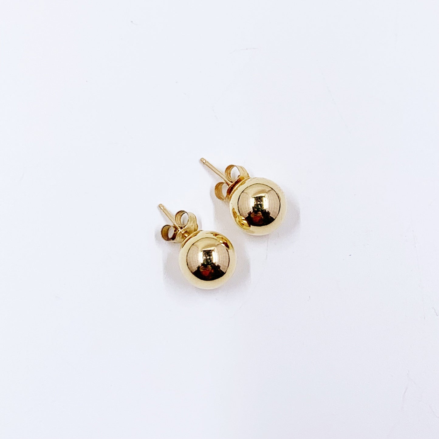 Vintage 14K Gold Ball Stud Earrings | 8.9 mm Gold Ball Stud Earrings