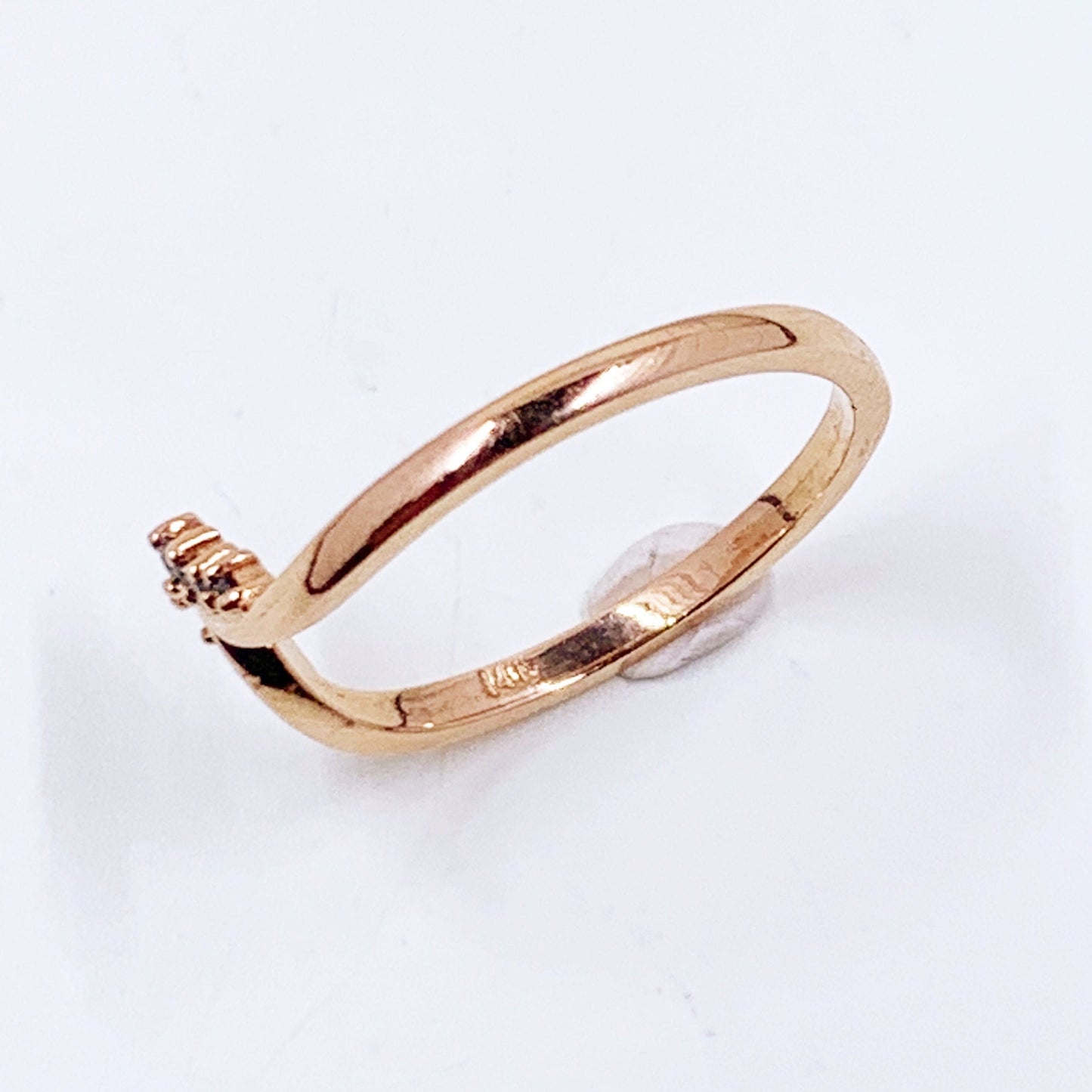 Estate 14k Rose Gold Black Chevron Diamond Ring | 14k Rose Gold Stacking Ring | Size 7 Ring