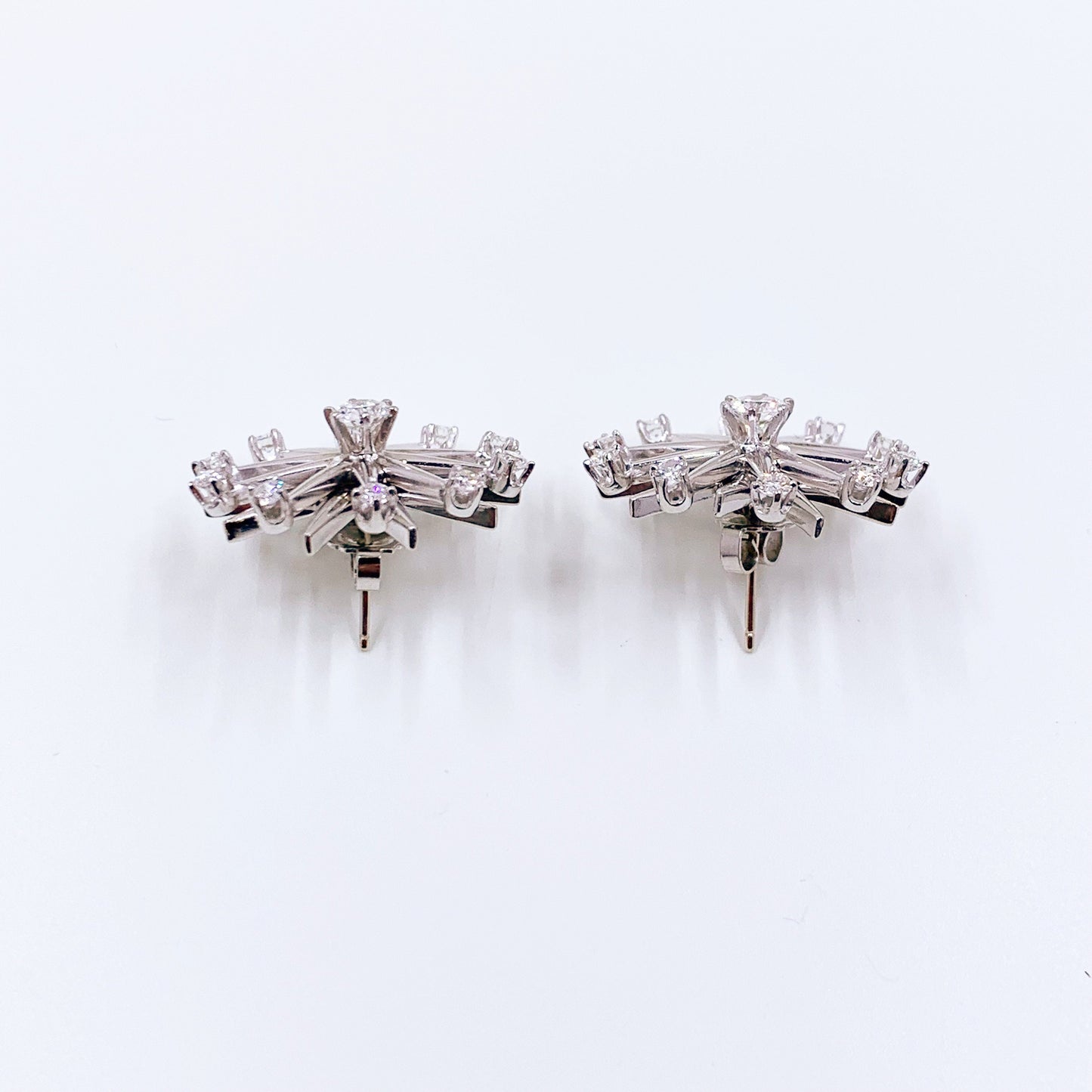 Mid Century 14k Gold Diamond Starburst Earrings | 1.30 Carat Total Weight