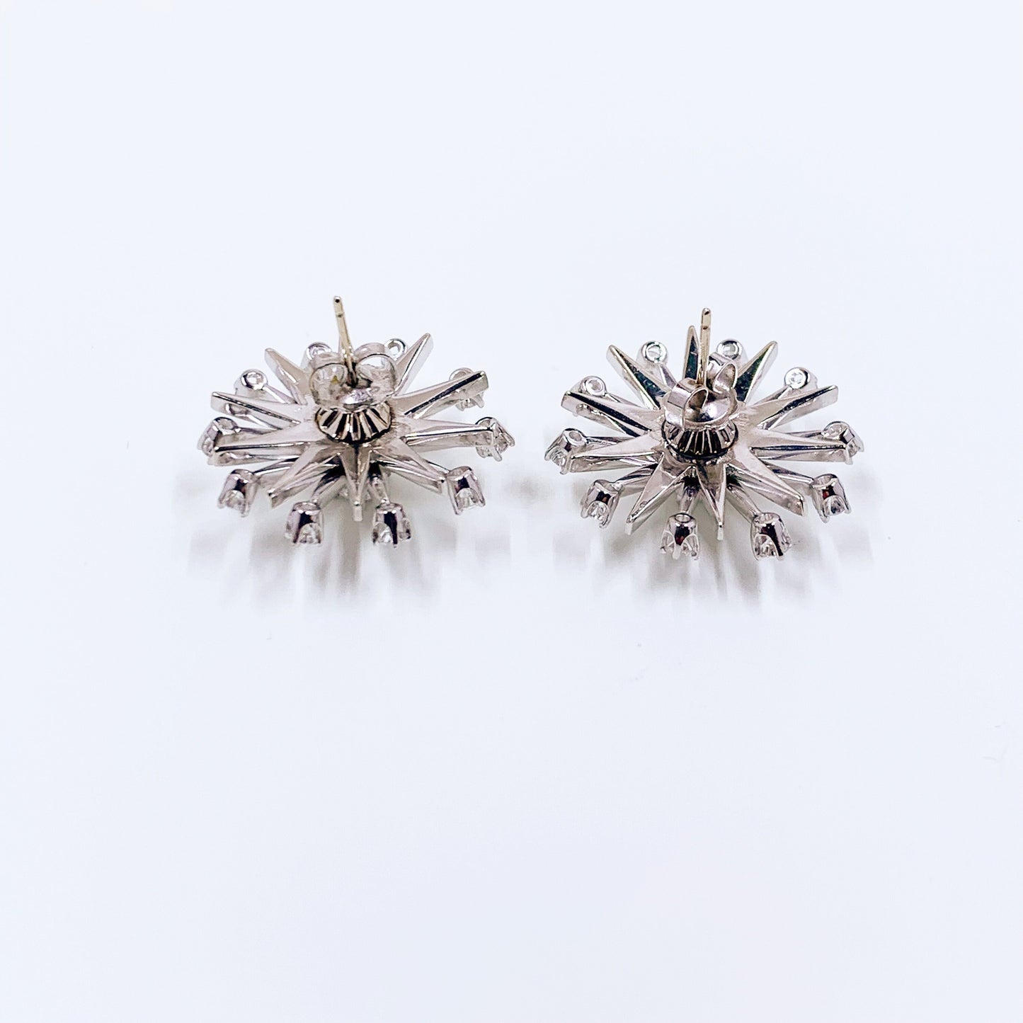 Mid Century 14k Gold Diamond Starburst Earrings | 1.30 Carat Total Weight