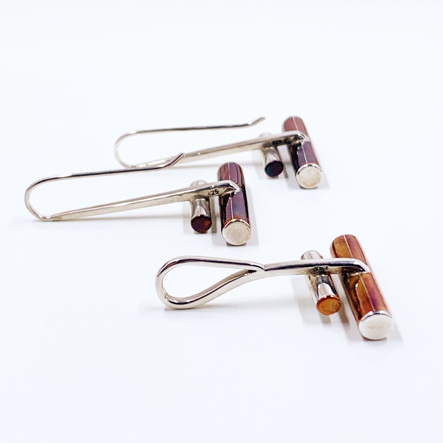 Modernist Mixed Metals Pendant and Earring Set | Silver and Copper Modernist Jewelry Set