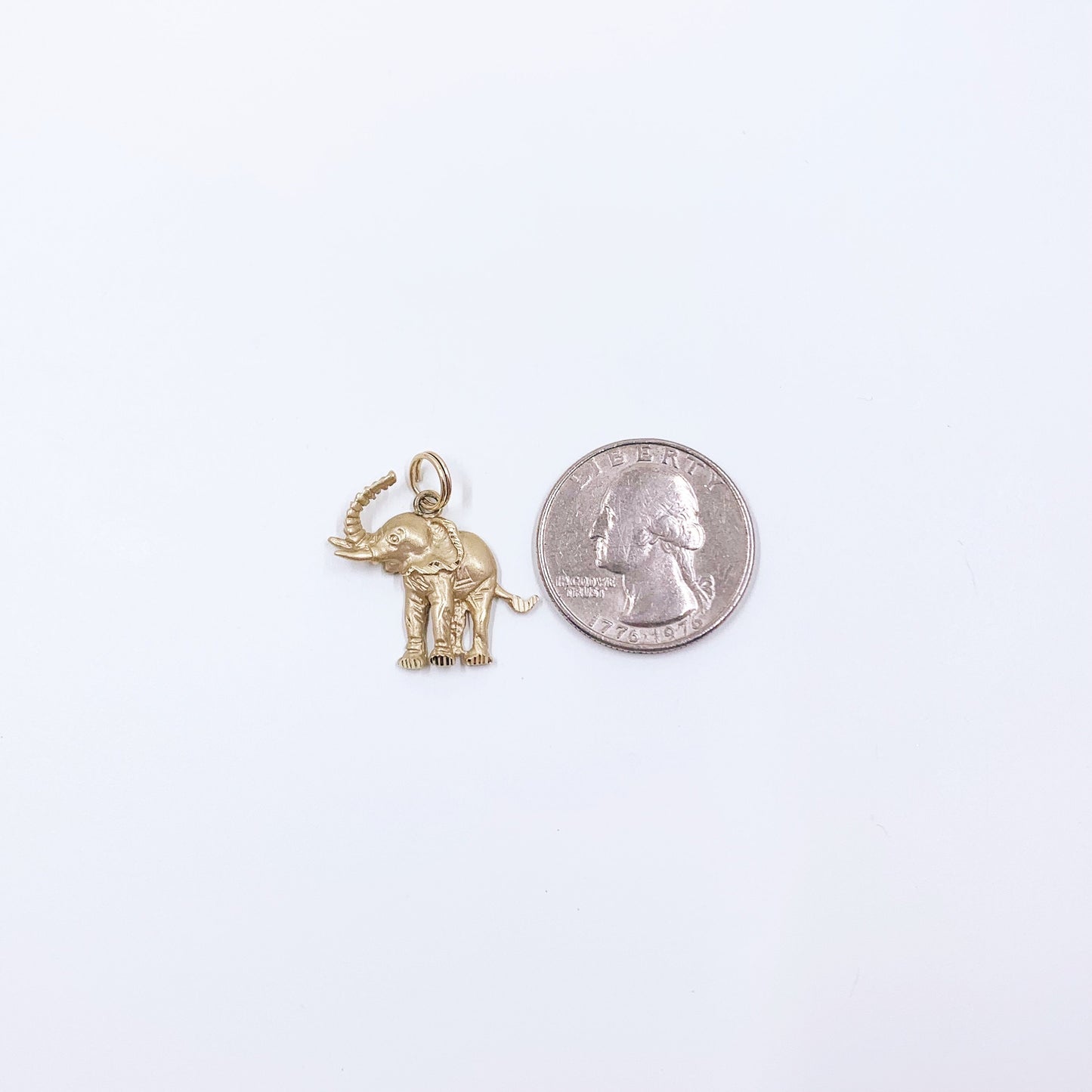 Estate 14K Gold Diamond-Cut Elephant Pendant | 14K Lucky Elephant Charm