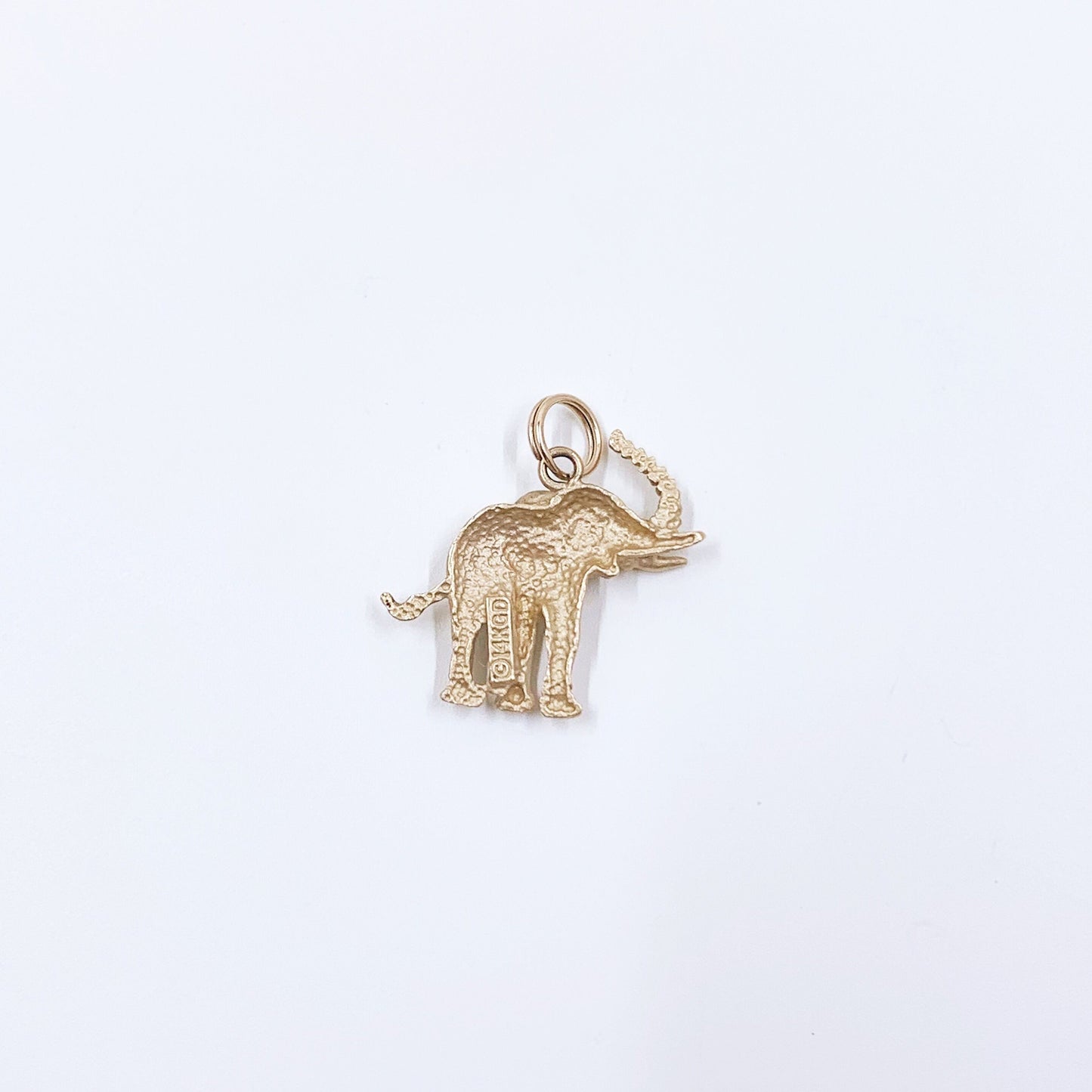 Estate 14K Gold Diamond-Cut Elephant Pendant | 14K Lucky Elephant Charm