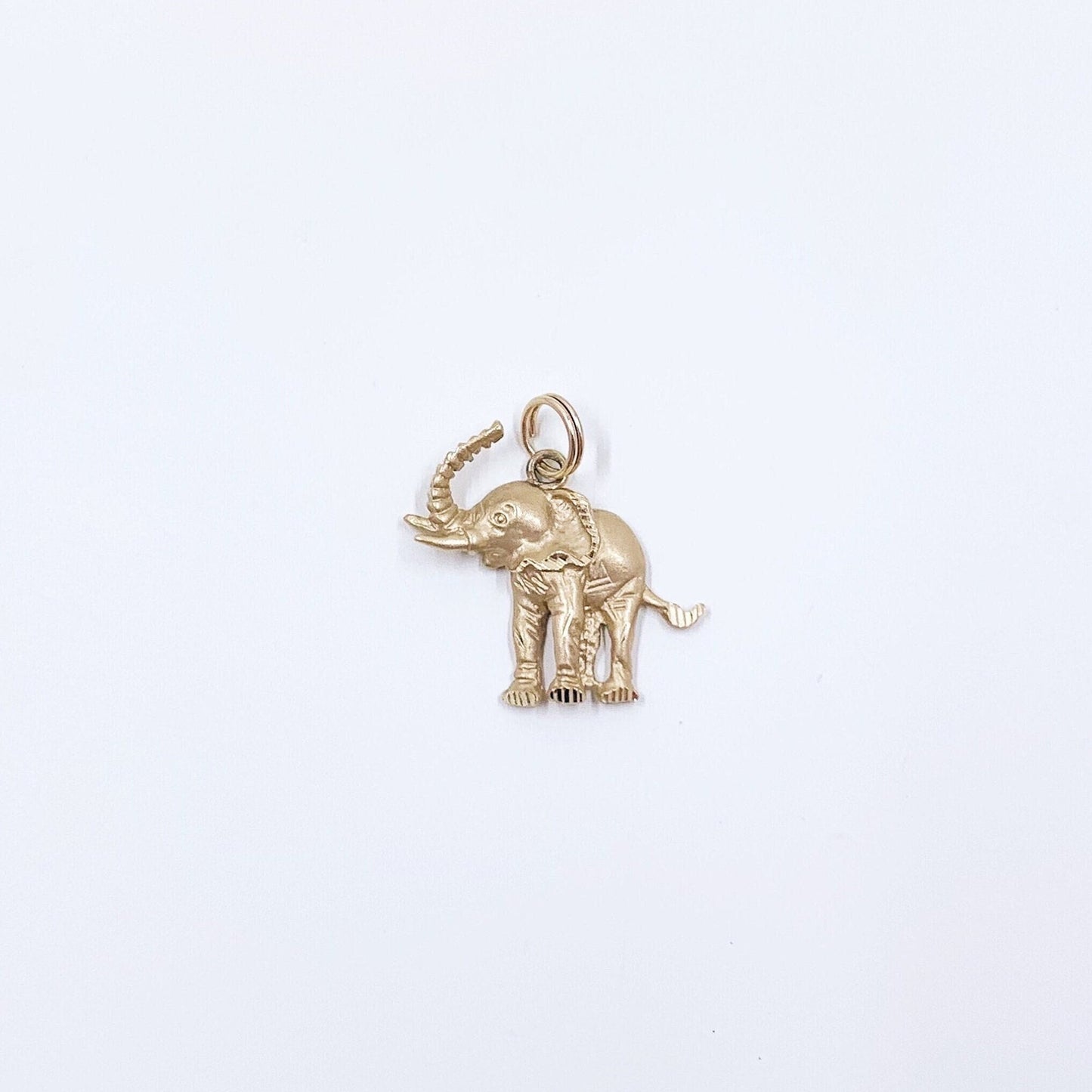 Estate 14K Gold Diamond-Cut Elephant Pendant | 14K Lucky Elephant Charm