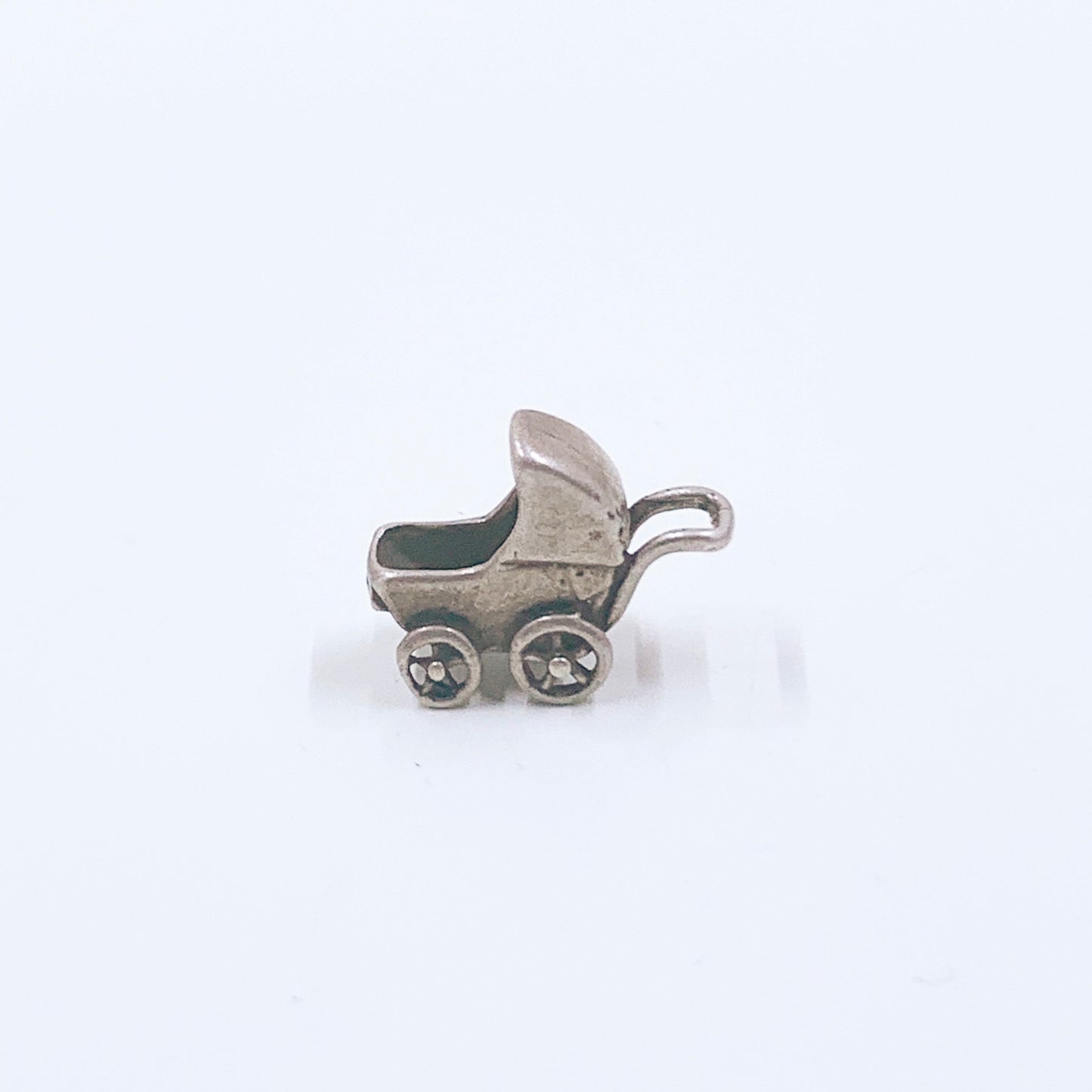 Vintage Silver Baby Carriage Charm | 3D Baby Carriage Charm | Silver Stroller Charm