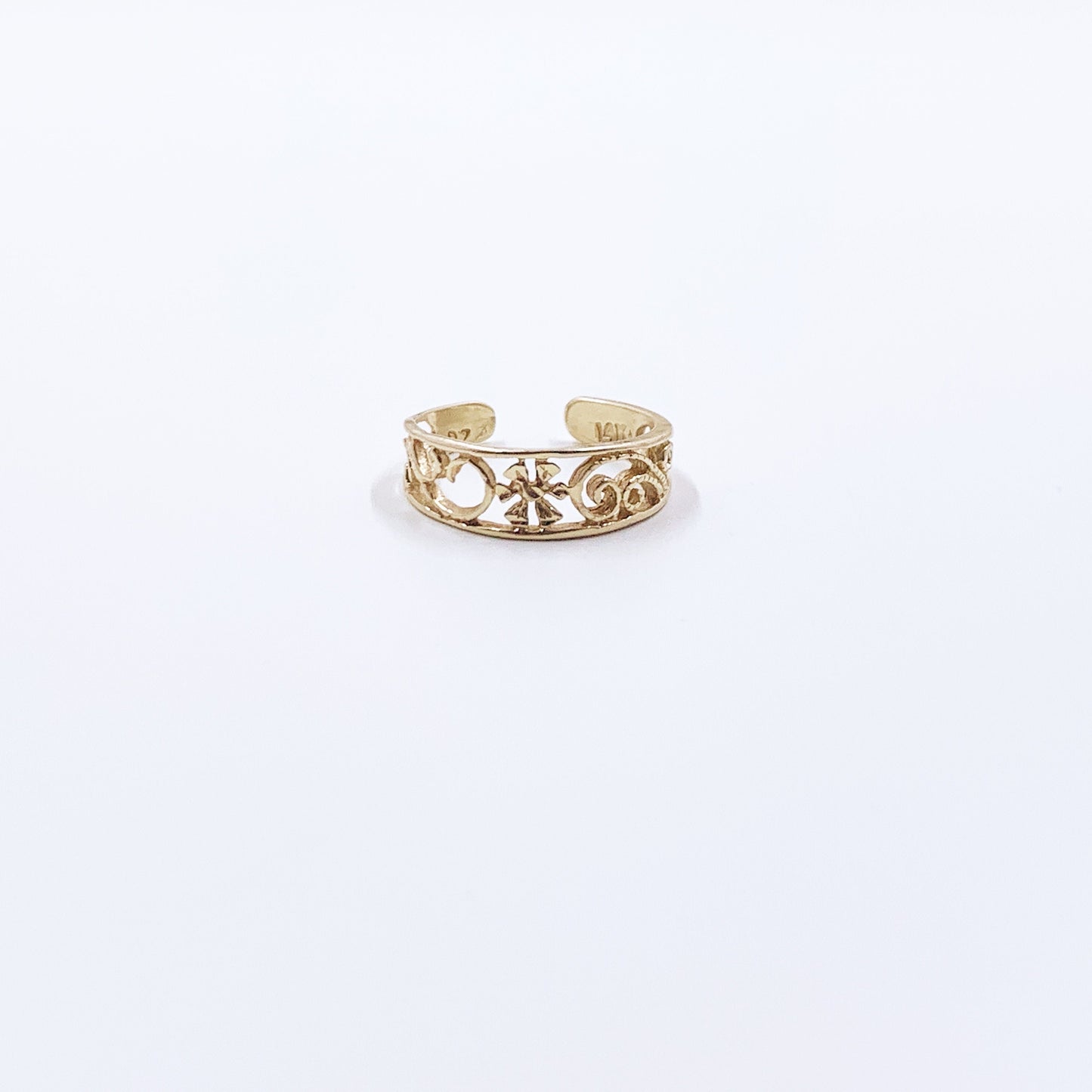 Estate 14k Gold Filigree Floral Toe Ring